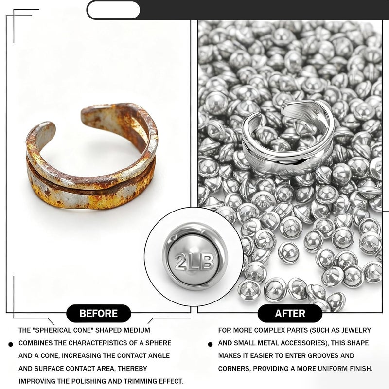 PullCrease 2 lb 1/8" 304 Stainless Steel Tumbling Media Ballcone Shot Jewelry Tumbler Finishing, Anti-Rust, Jewelry Making, Polishing, Metal Finishing in Rotary and Vibratory Tumblers - Image 4